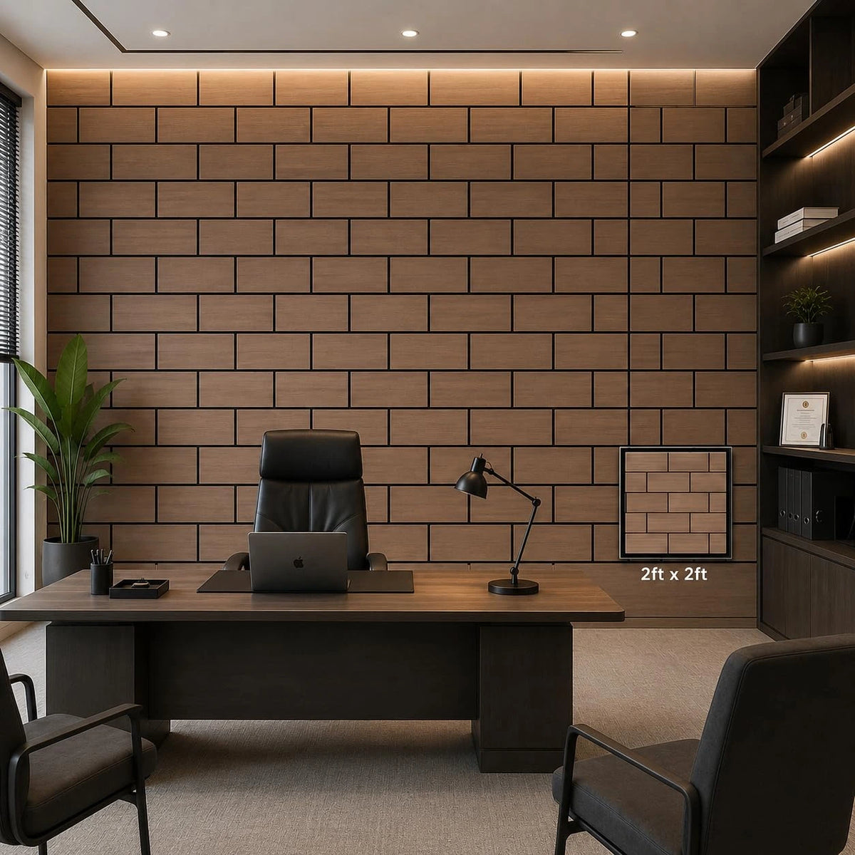 TAS® Fluted Acoustic Panels Sound | Brick Pattern Wooden Slat | Room Acoustics & Soundproofing | 2x2 Feet | 18mm Thickness (SET OF 4)