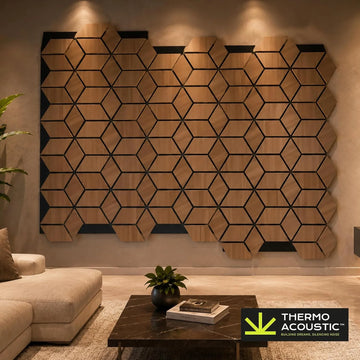 TAS® Fluted Acoustic Panels Sound | Diamond Pattern Wooden Slat | Room Acoustics & Soundproofing | 2x2 Feet | 18mm Thickness (SET OF 4)