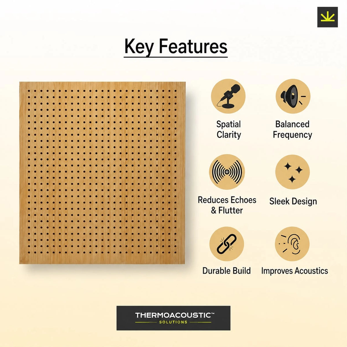 TAS® Acoustics | Wooden Abfuser Panels | 24″ x 24″ x 0.5″ (SET OF 4) NRC = 0.70