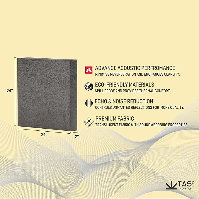 TAS® Acoustics | Sound Absorption Panels | 24'' x 24'' x 2" (SET OF 2) NRC = 0.90