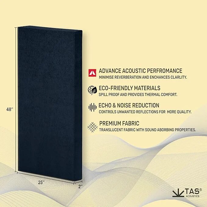TAS® Acoustics | Sound Absorption Panels | 2' x 4' x 2" (SET OF 6) NRC = 0.90