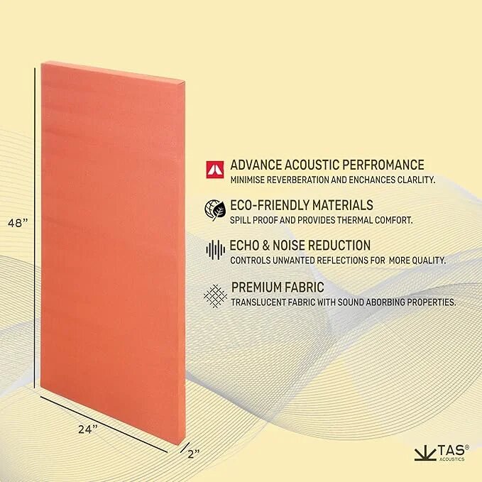 TAS® Acoustics | Sound Absorption Panels | 2' x 4' x 2" (SET OF 6) NRC = 0.90