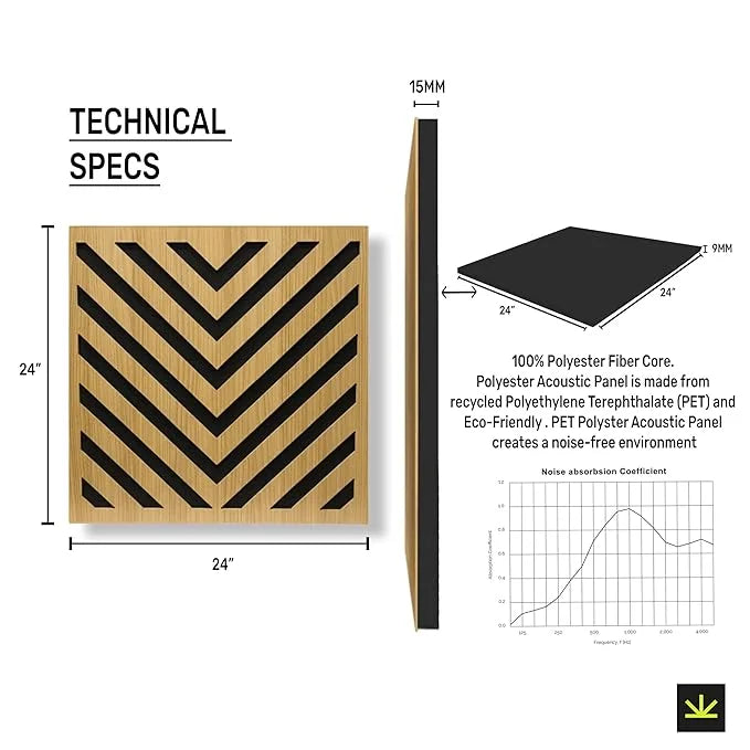TAS® Acoustics | Wooden Abfuser Panels | 24″ x 24″ x 0.5″ (SET OF 4) NRC = 0.70