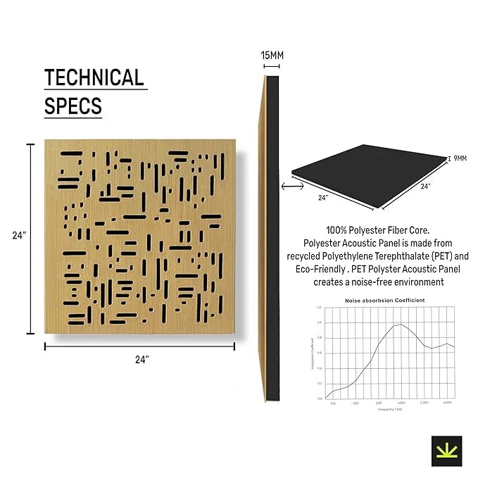 TAS® Acoustics | Wooden Abfuser Panels | 24″ x 24″ x 0.5″ (SET OF 4) NRC = 0.70